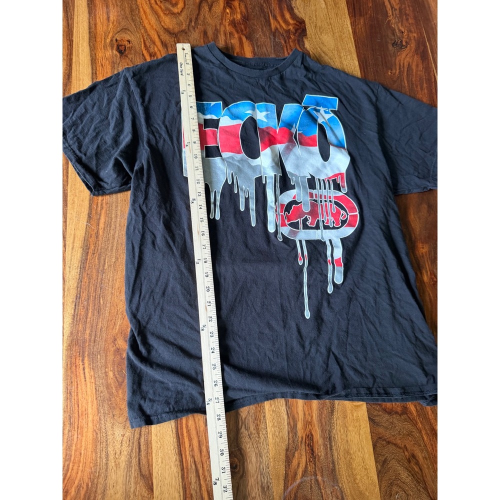 Ecko Unltd Mens XL Black Puerto Rico Flag Drip Graphic Logo T-Shirt Streetwear - Picture 4 of 5